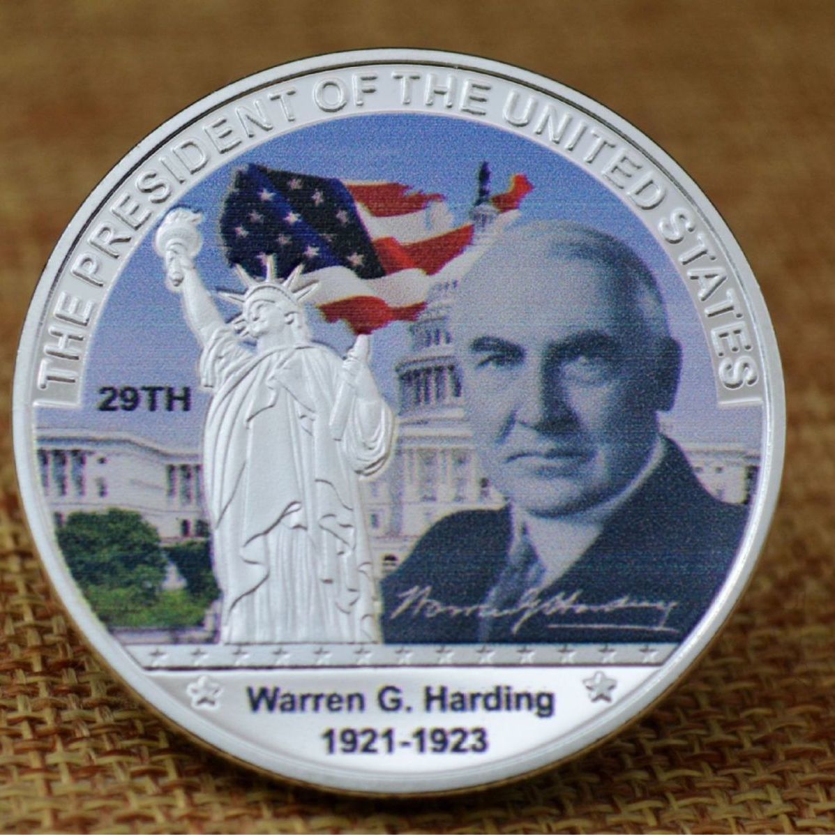 45枚美国45任总统镀银彩绘纪念币 奥巴马镀银币林肯硬币纪念章