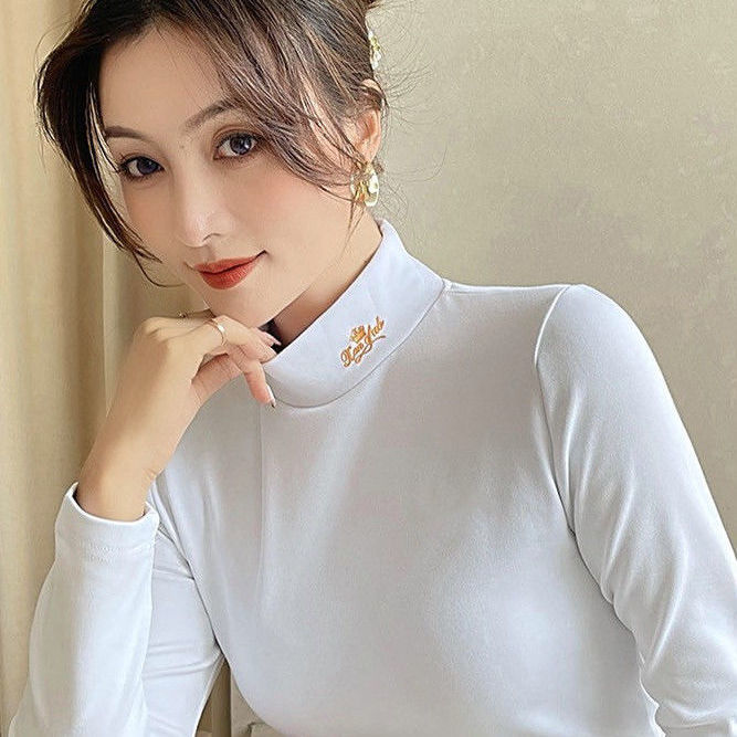 88558-半高领秋冬款打底衫女温柔系双面德绒新款修身显瘦高档内搭长袖女-详情图