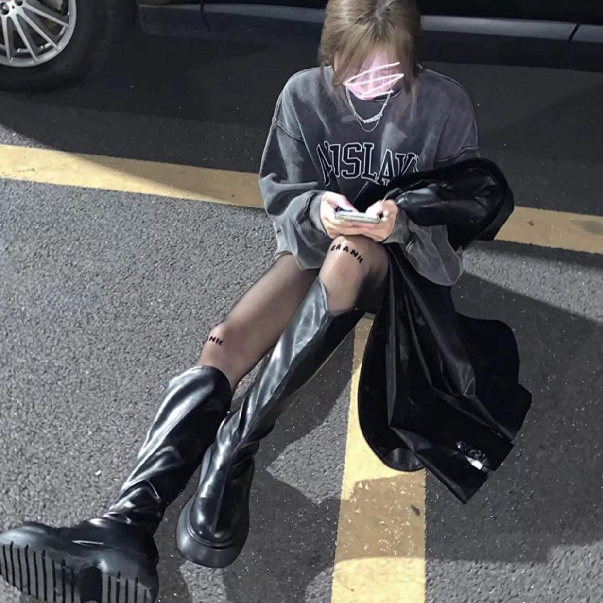 美式復古深灰色衛衣女秋冬ins超火慵懶風加絨加厚設計感小眾外套