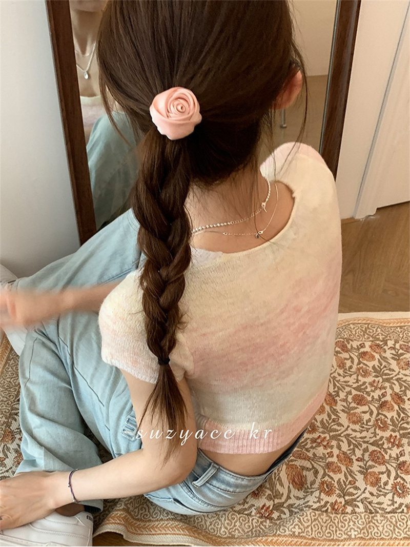 Japanese niche blackpink girl flower hair clip low ponytail hair ring high ponytail top clip hair clip