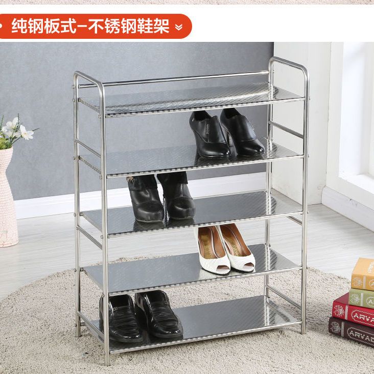 加厚不锈钢鞋架子多层简易宿舍收纳架小窄鞋柜门口卧室家用防尘