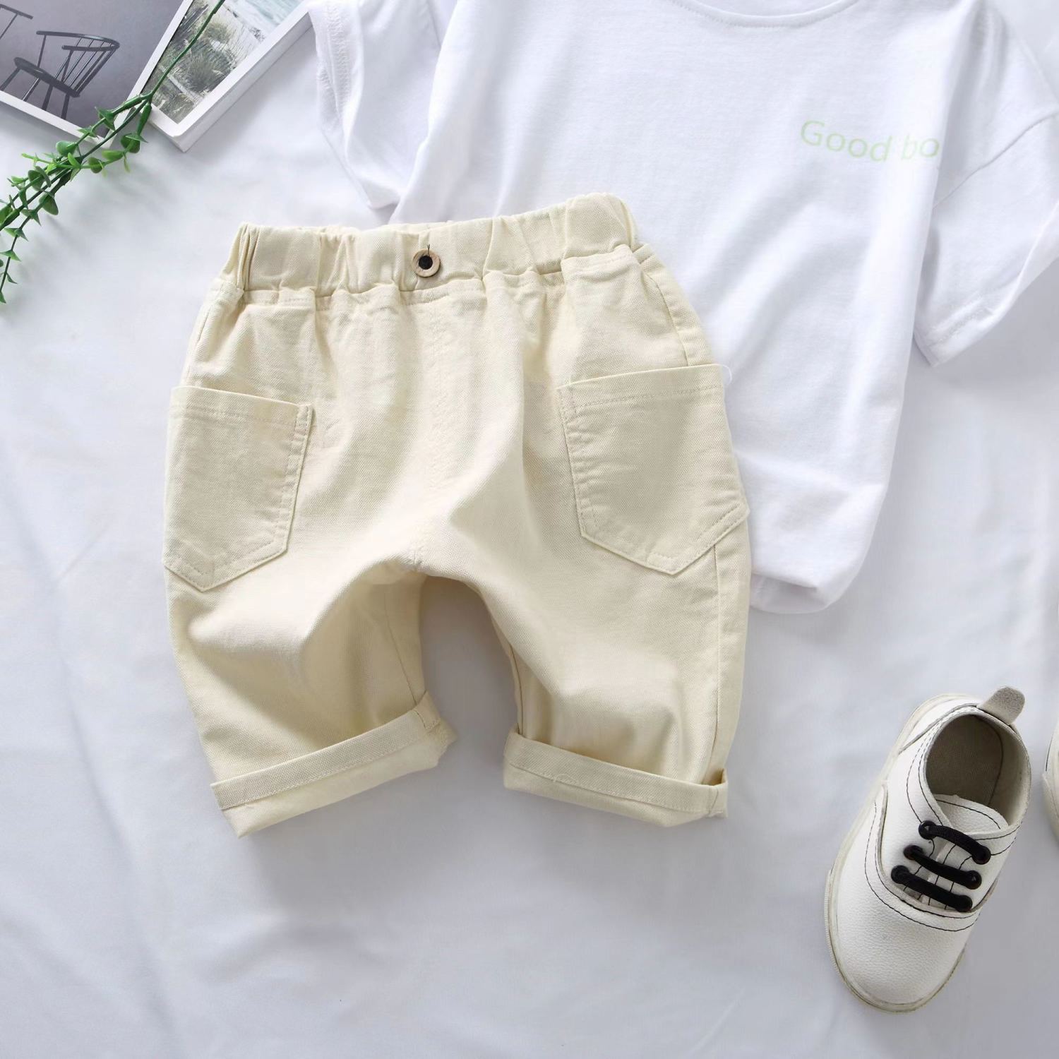 Boys' shorts, summer clothes, thin section, loose trendy children's five-point pants, children's summer pants, baby Korean style overalls