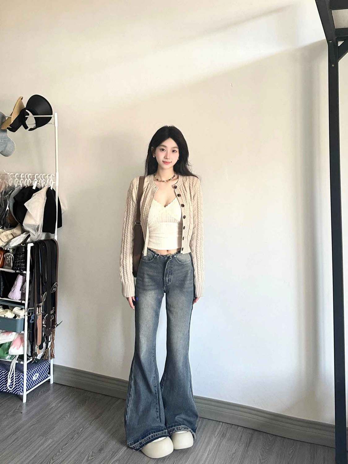 美式復古辣妹低腰微喇叭牛仔褲女秋季做舊毛邊顯瘦拖地馬蹄褲ins