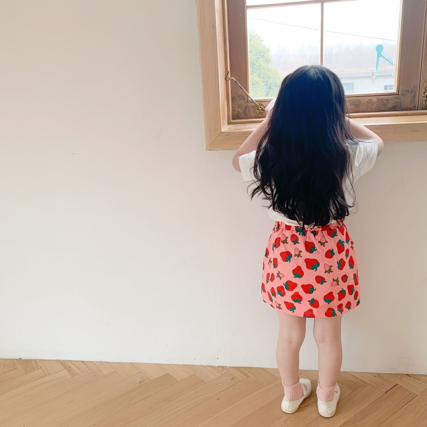 韩版夏款新品女童装小甜心草莓纯棉T恤短裙半裙可爱上衣两件套装