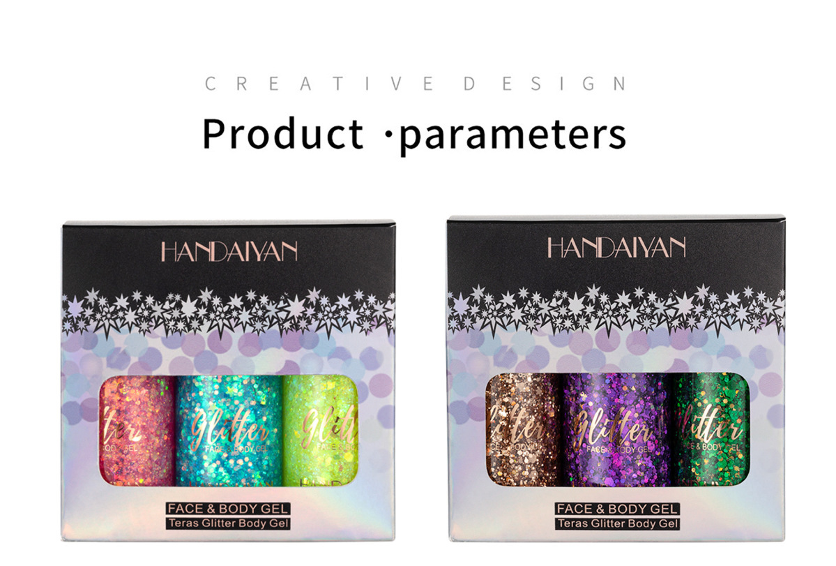 3 sets of glitter eye shadow sequin gel mermaid face body milk performance stage nightclub wedding hair_voghion.com