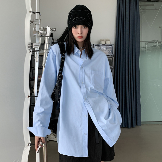 港風秋季女裝白色襯衫女長袖內搭外穿寬鬆大碼高檔襯衣上衣女洋氣