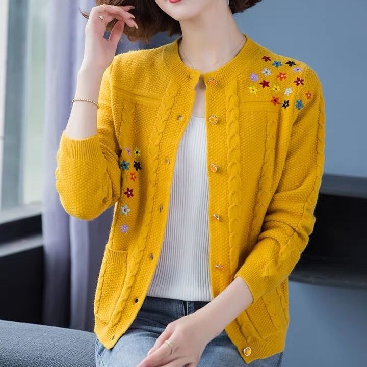 春秋款40岁中年妈妈装洋气针织开衫2021新款女士秋装外搭毛衣外套
