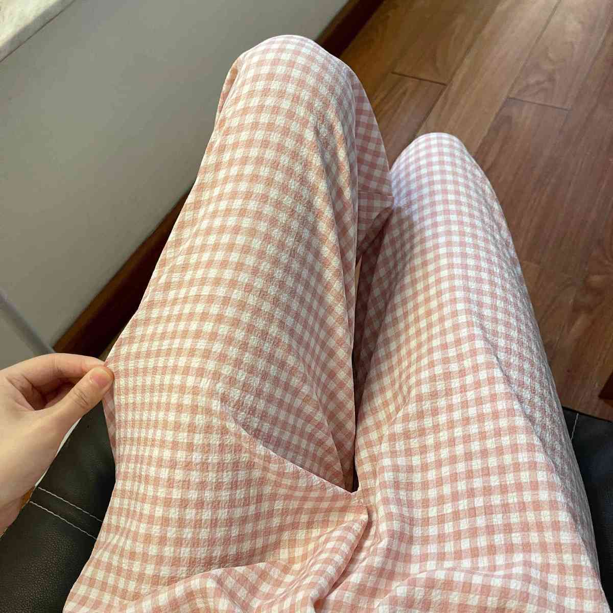 Summer pajama pants women's thin baby cotton sense printed casual trousers anti-mosquito pants loose large size home pants sleep pants