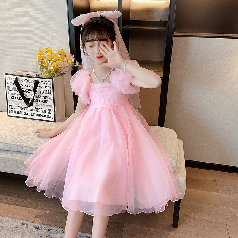 Children's Dress Princess Dress High-end Girls Piano Performance Costume Foreign Style Little Host Birthday Flower Girl Wedding Dress Summer