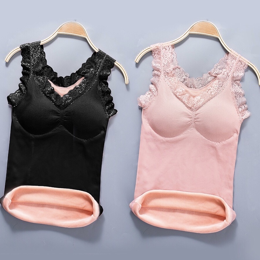 [80-200kg] add fat and warm vest, women's plush and thickened body shaping underwear, lace bottomed shirt