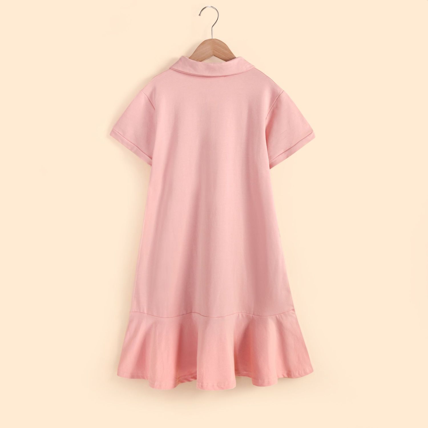 Girls polo skirt summer new children's polo dress drape foreign style middle and big children's student clothing