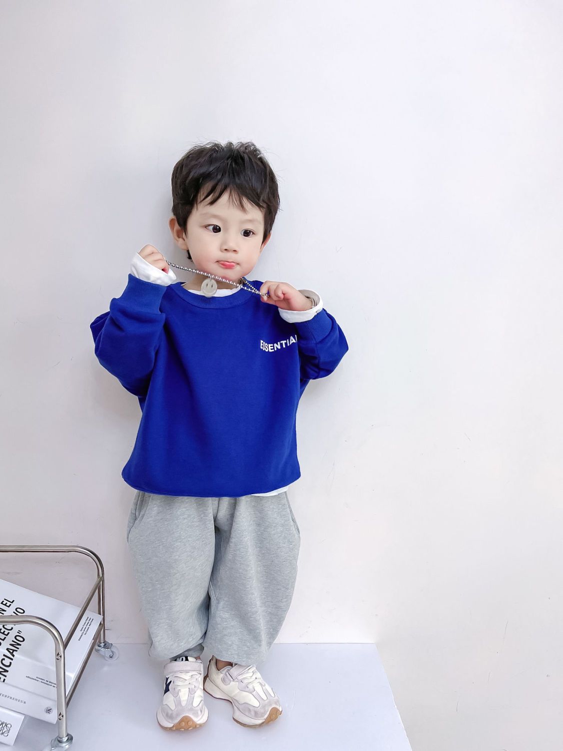 ENK boys' autumn suit 2023 new middle and big children's casual long-sleeved Korean sweater loose three-piece suit