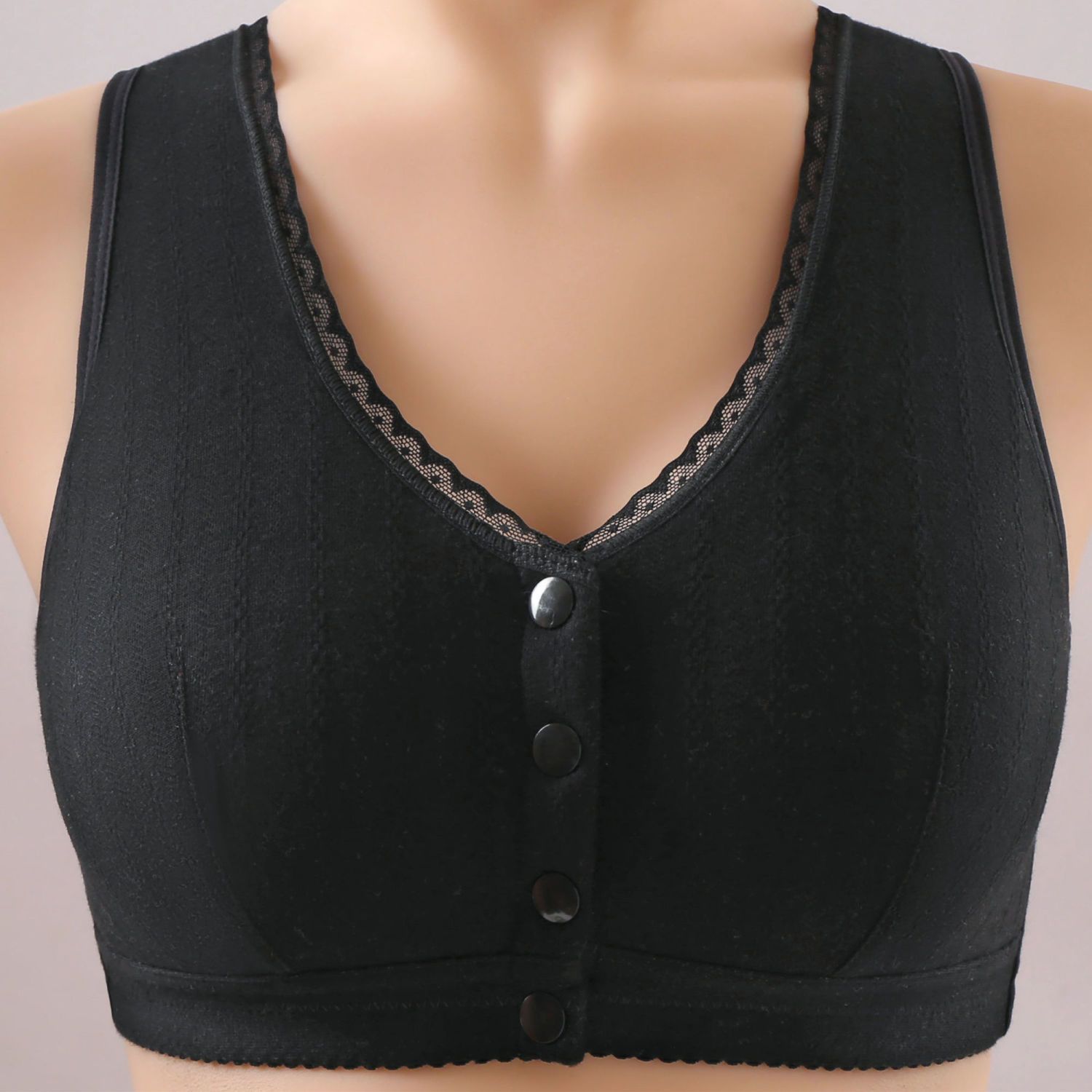 Mother's underwear women's pure cotton large size front buckle bra no steel ring middle-aged and elderly women's vest style large cup breathable thin