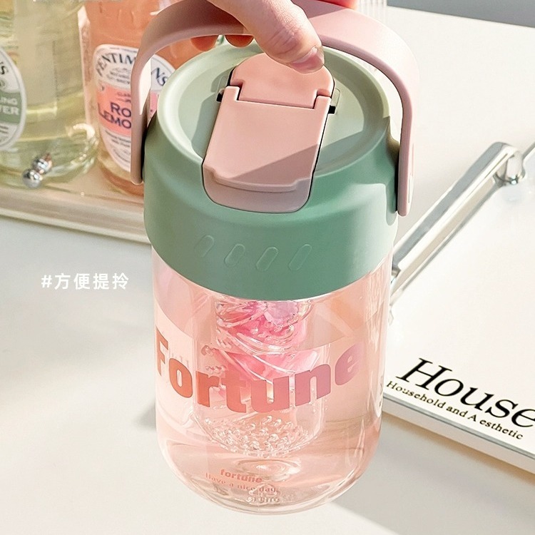 Water cup for girls, high-looking tulip portable cup, transparent large-capacity portable straw cup, coffee cup with lid, summer