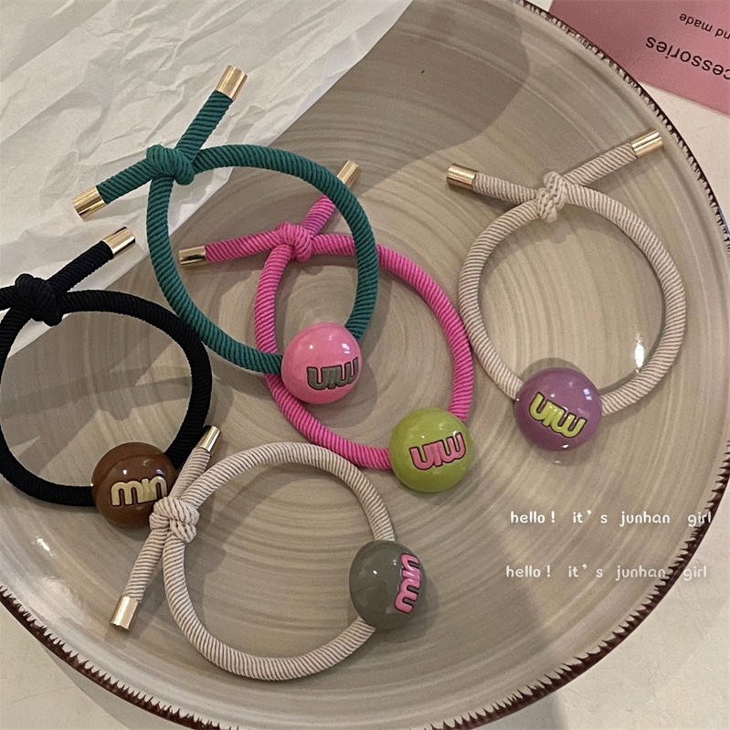 Candy color ball letter high ponytail hair rope elastic hair rope headband hair ring net red hair accessories for women