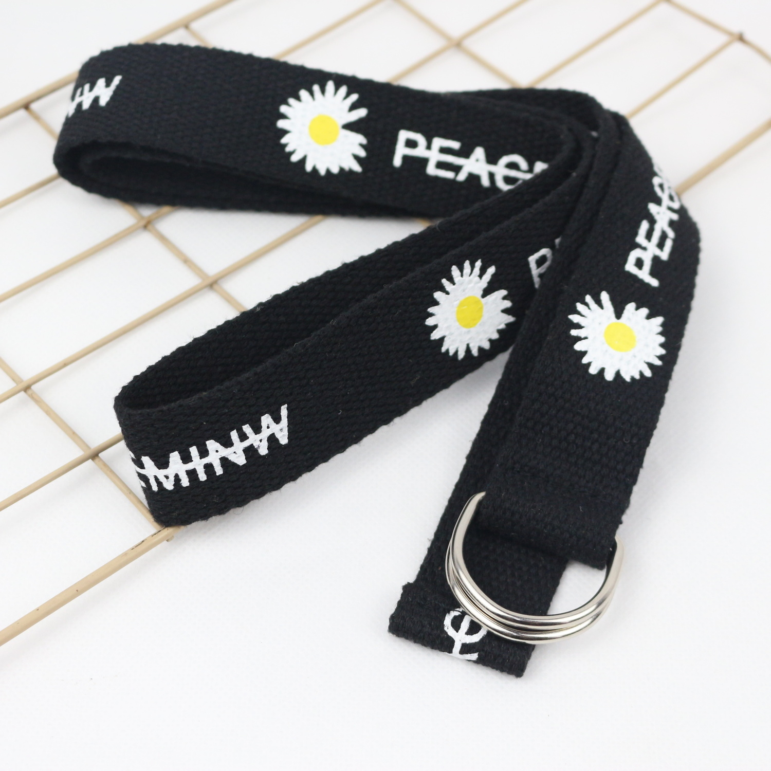 Small daisy canvas belt for men and women ins fashion net red decoration with jeans with versatile belt printing