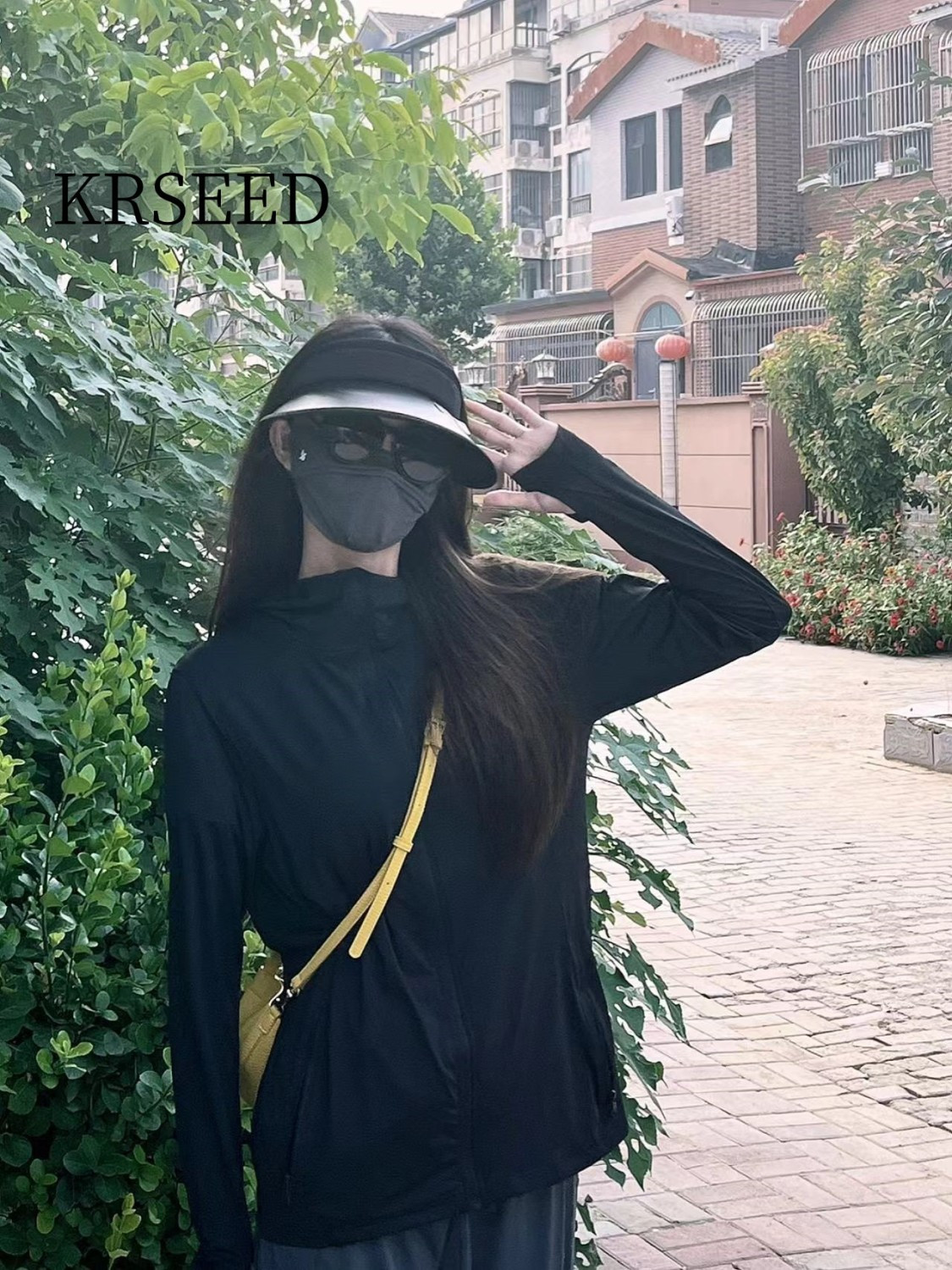 KRSEED冰絲黑色防曬衣女夏季防紫外線寬鬆薄款外套透氣涼感防曬服