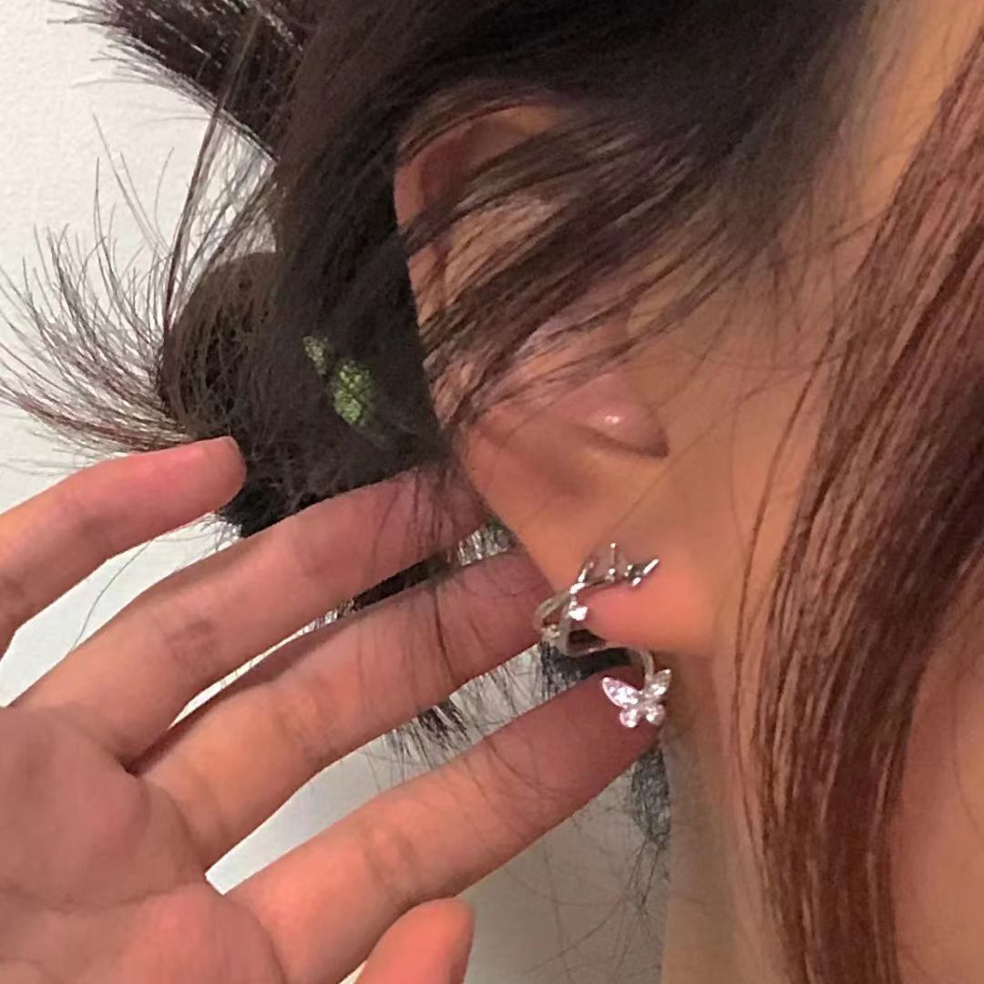 冷淡風超仙雙蝴蝶耳釘女簡約耳環韓國ins小眾氣質高級感耳飾潮