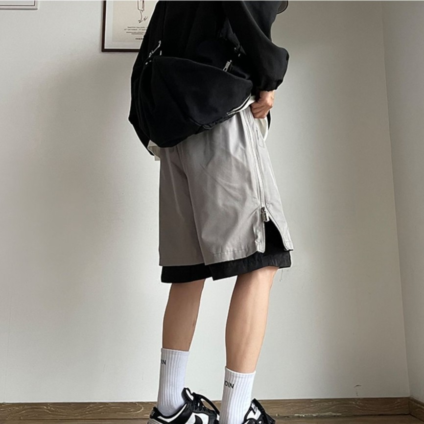 假两件机能工装短裤男夏季薄款美式高街休闲篮球跑步运动五分裤子