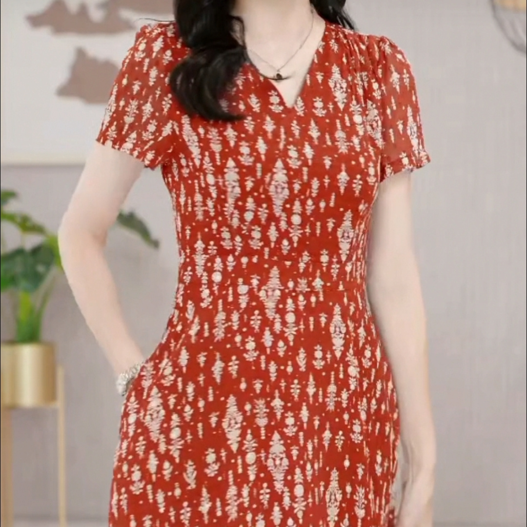 芙蓉絲輕奢女神范連衣裙2023新款夏女裝高貴氣質修身顯瘦高檔裙子