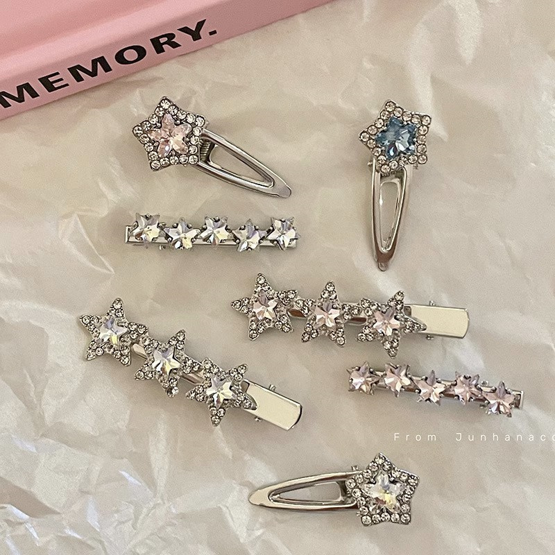 Ins wind flash diamond y2k sparkling hair clip five-pointed star side clip duckbill clip bangs clip sweet cool girl hair accessories new