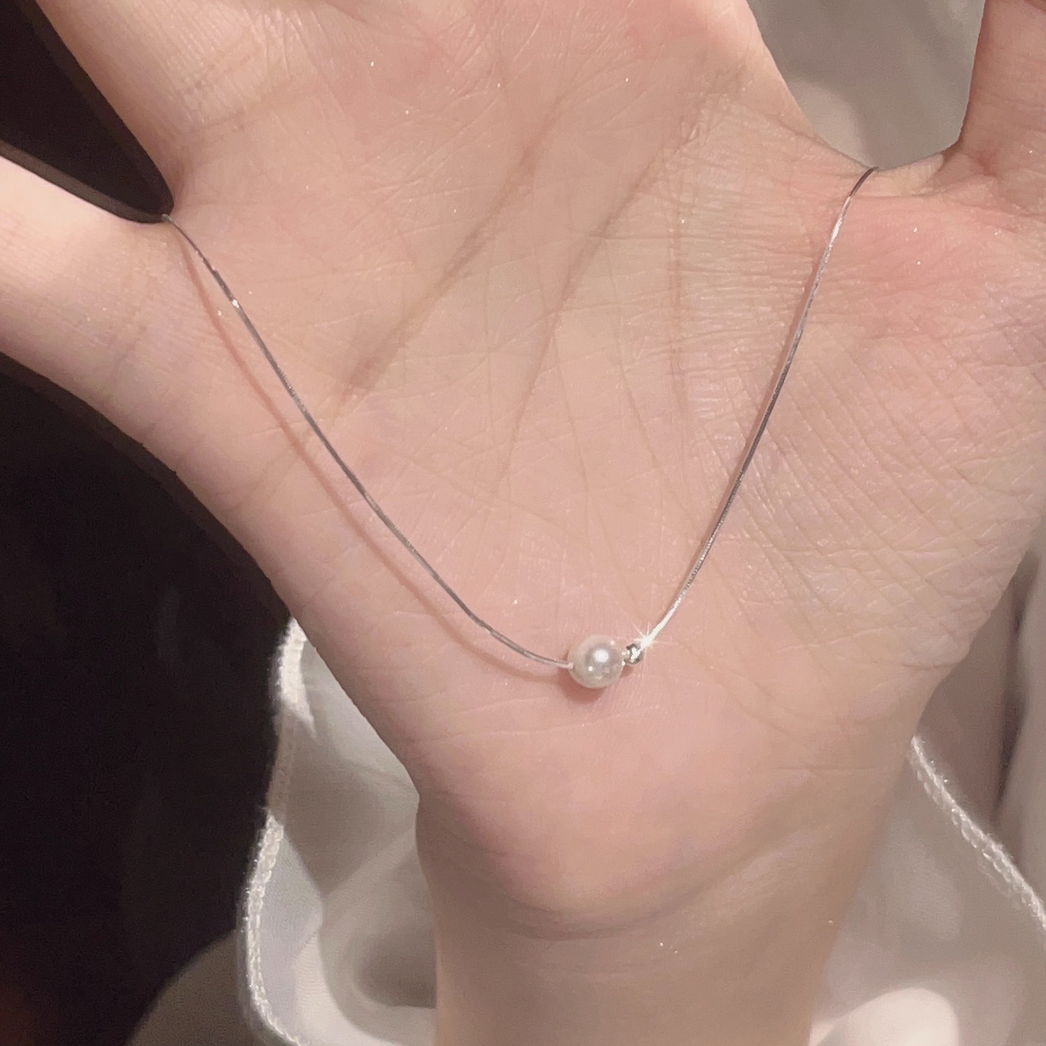 單顆珍珠~冷淡風簡約項鍊女夏輕奢高級感ins風鎖骨鏈氣質脖頸鏈