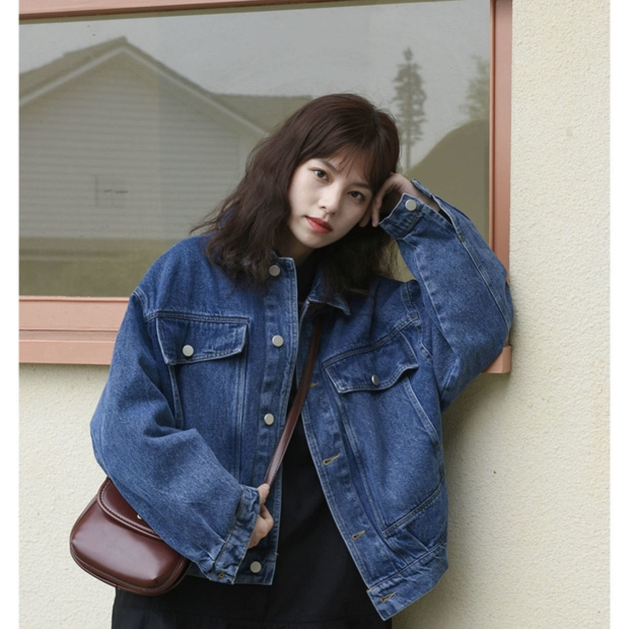 Retro short denim jacket women loose spring and autumn 2022 Korean version autumn new trendy ins long-sleeved top BF