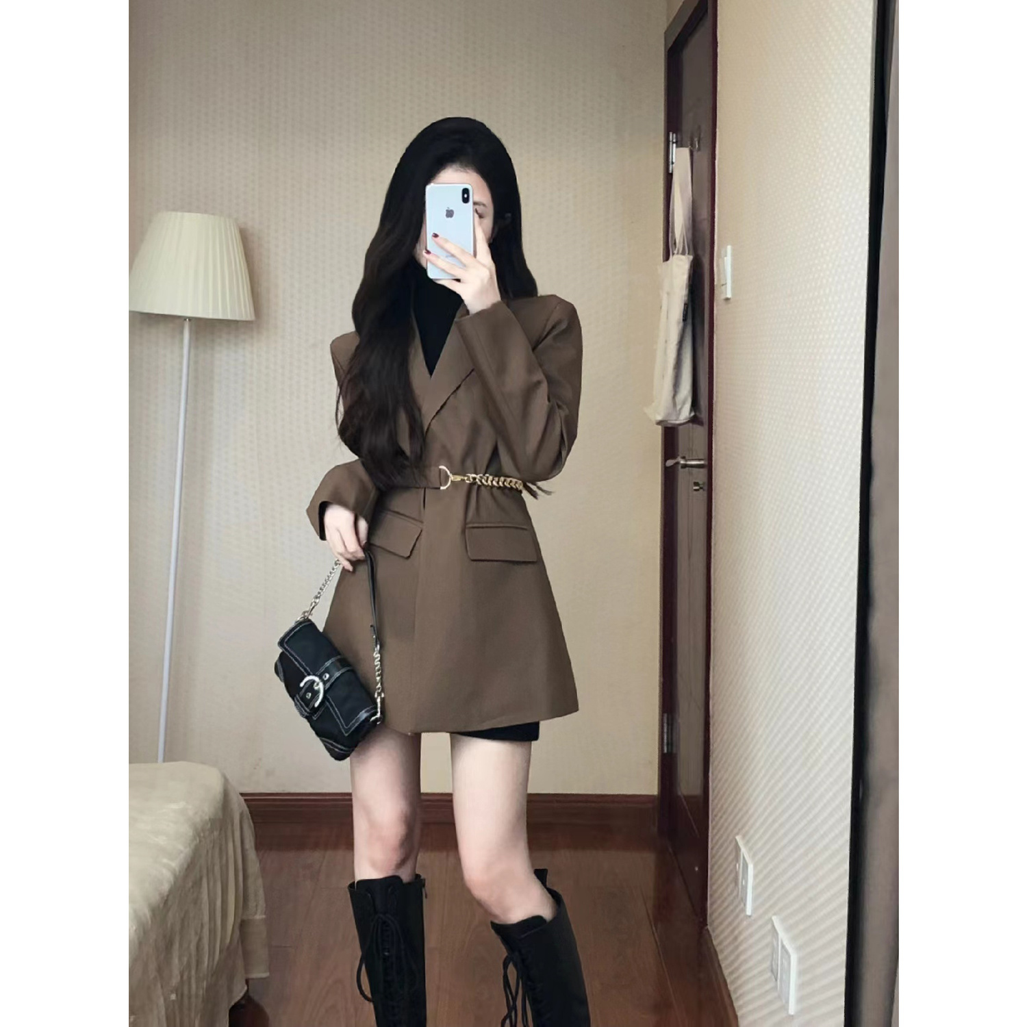 春秋小個子高級感西裝外套女咖色韓版學院風高端時尚氣質名媛西服
