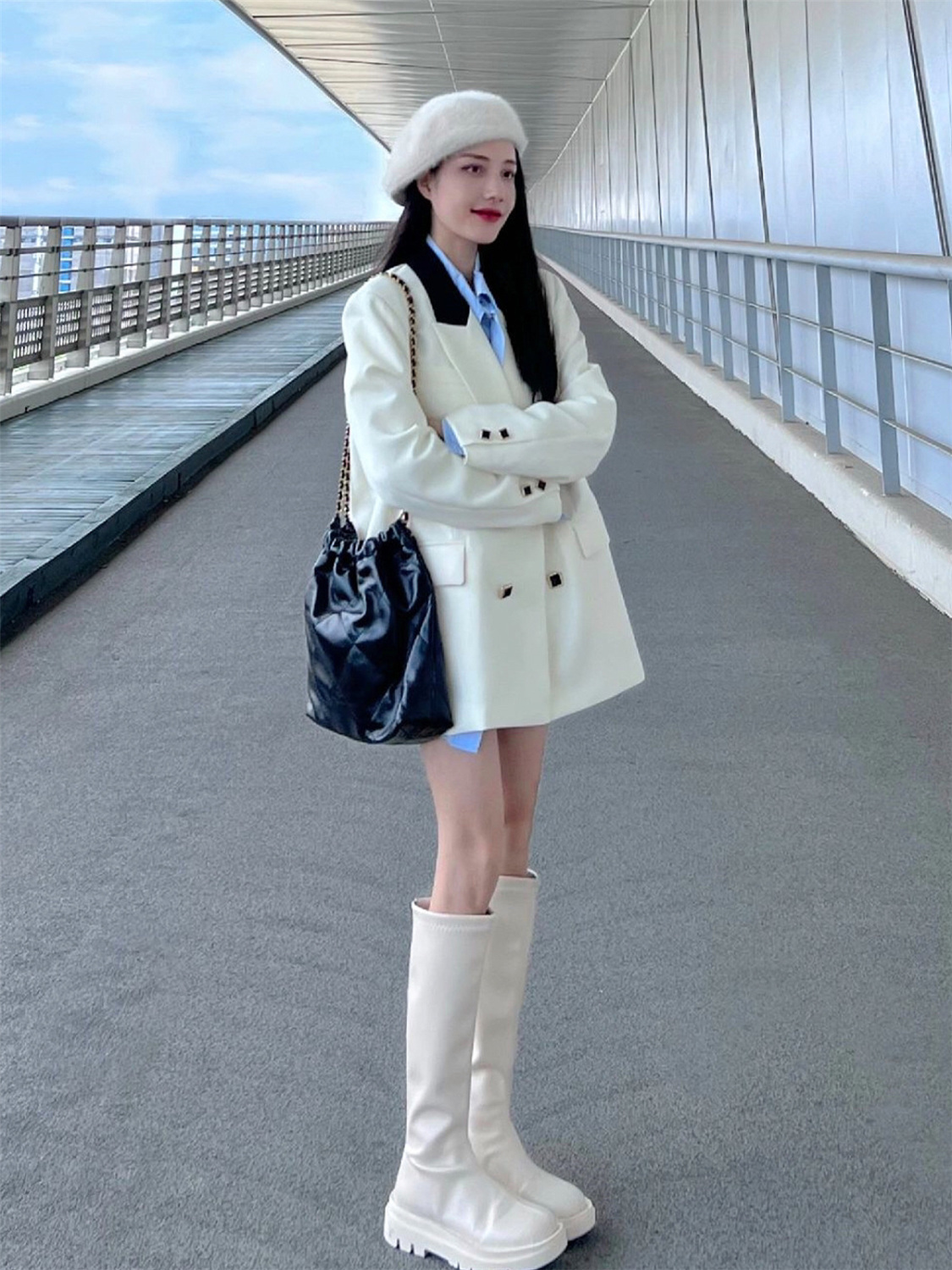 French high-end white suit jacket for women, spring and autumn new style, slim, casual, versatile suit with temperament