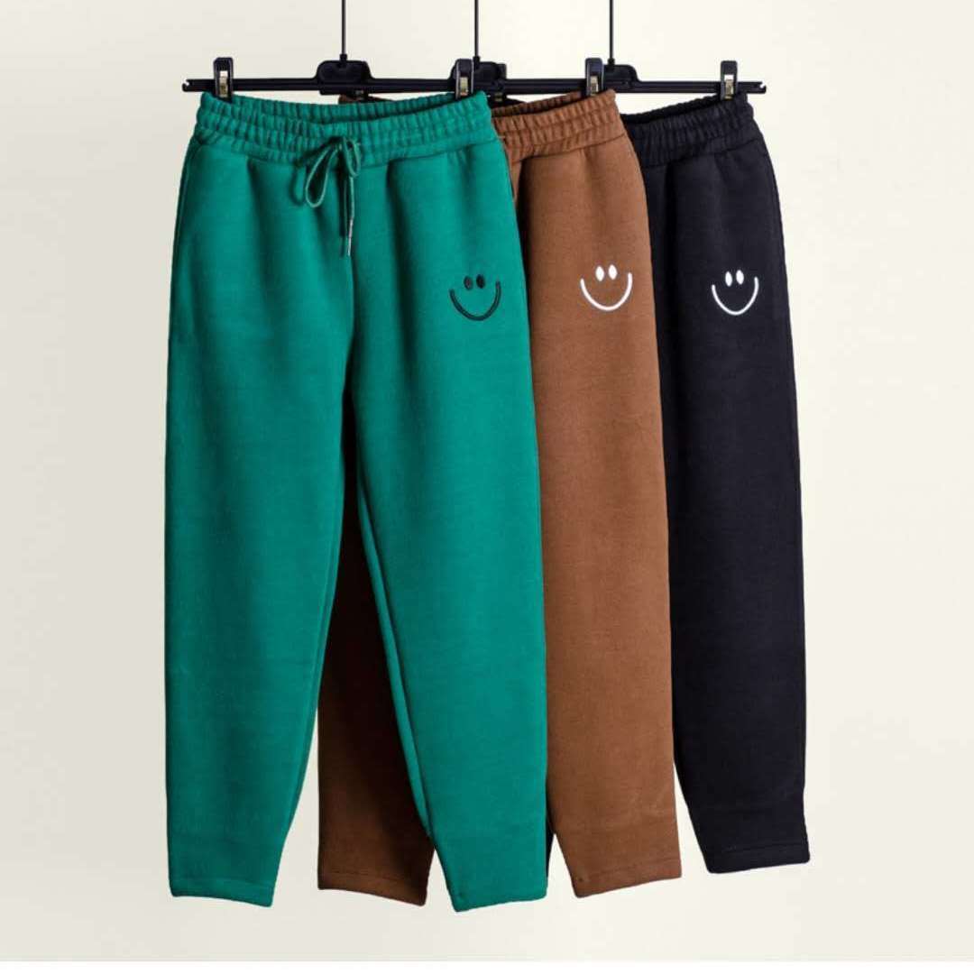  fashion casual pants women's four seasons new embroidery smiley harem pants loose slim casual sports cropped pants