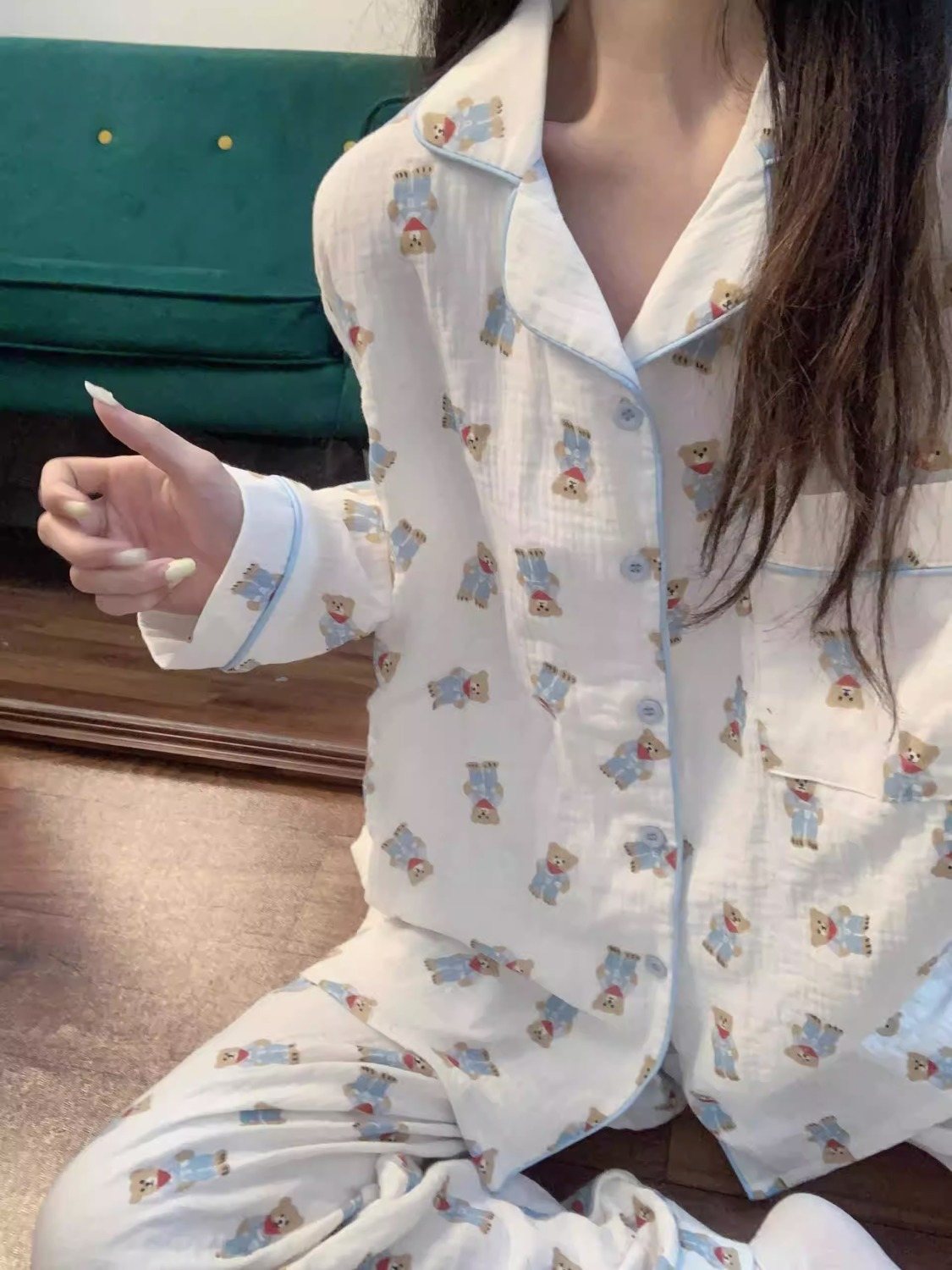 可愛熊寶睡衣女春秋季新款卡通甜美可愛網紅爆款學生可外穿家居服