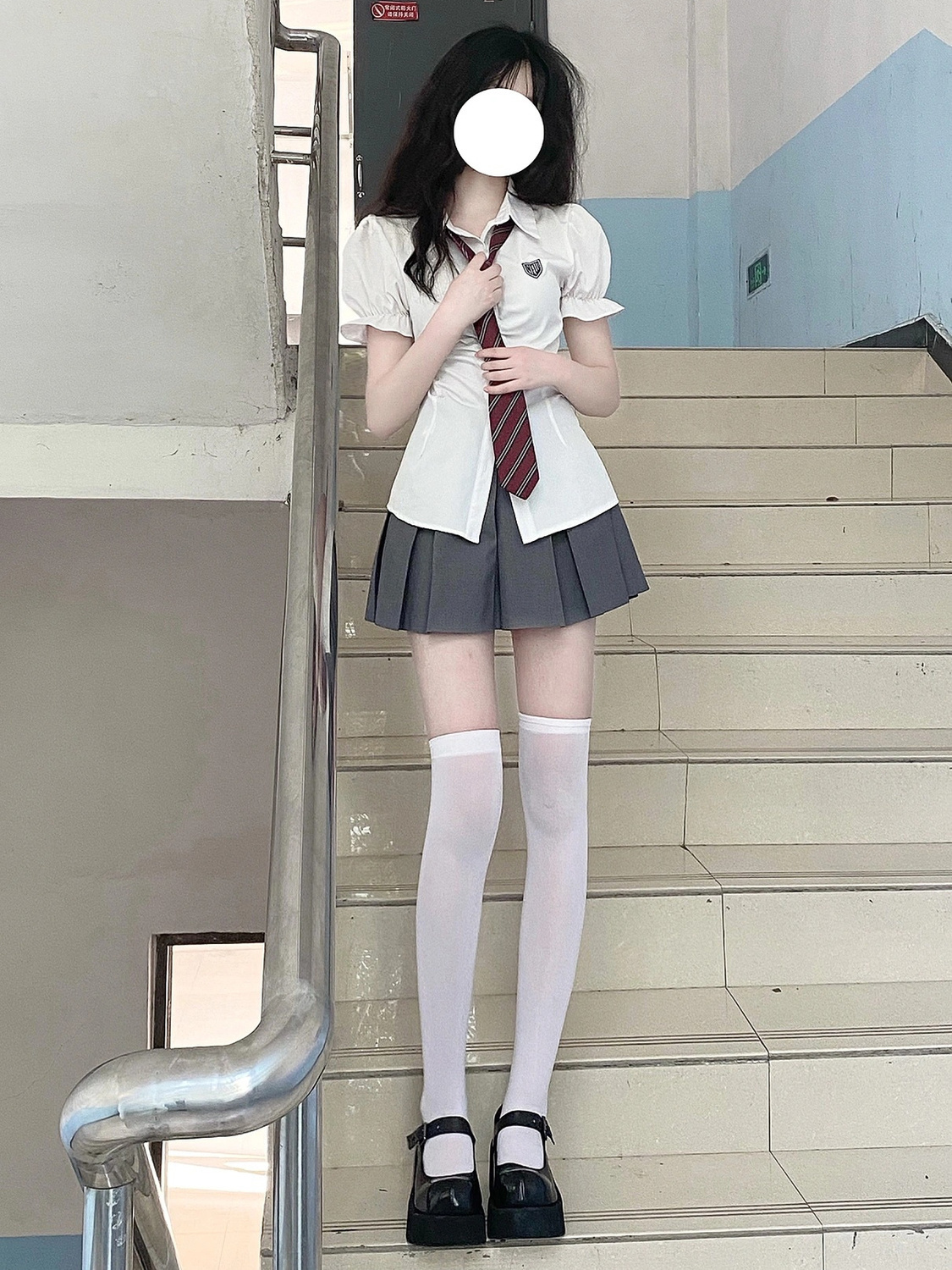 jk制服夏季新款綁帶收腰jk襯衫泡泡袖短袖辣妹純欲上衣學院風套裝