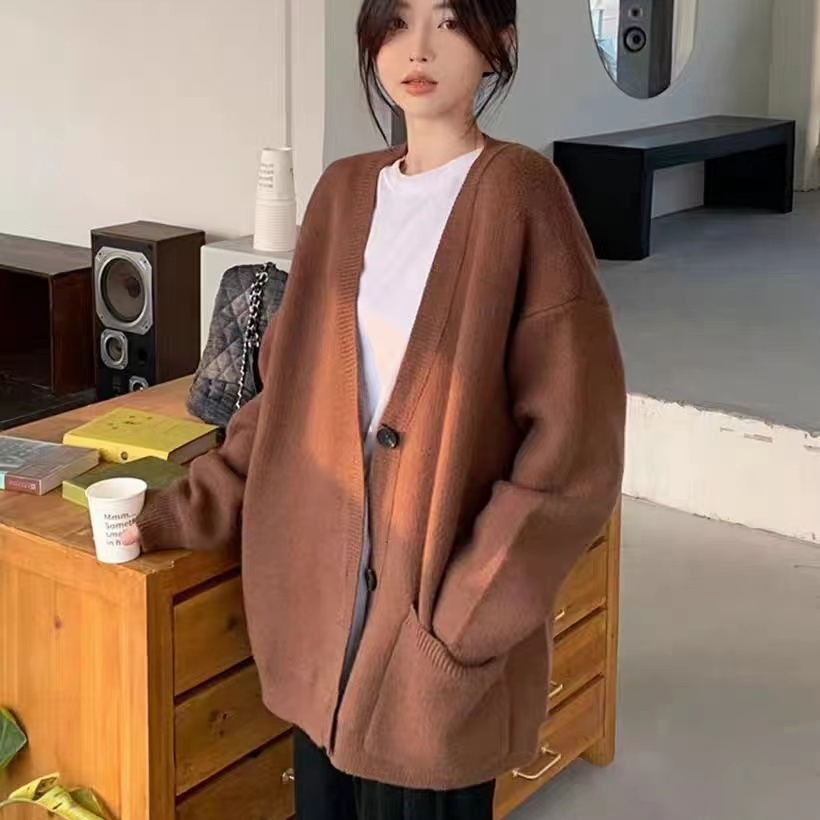2023韓版秋裝針織開衫毛衣女秋冬慵懶加厚外套早秋上衣冬季穿搭