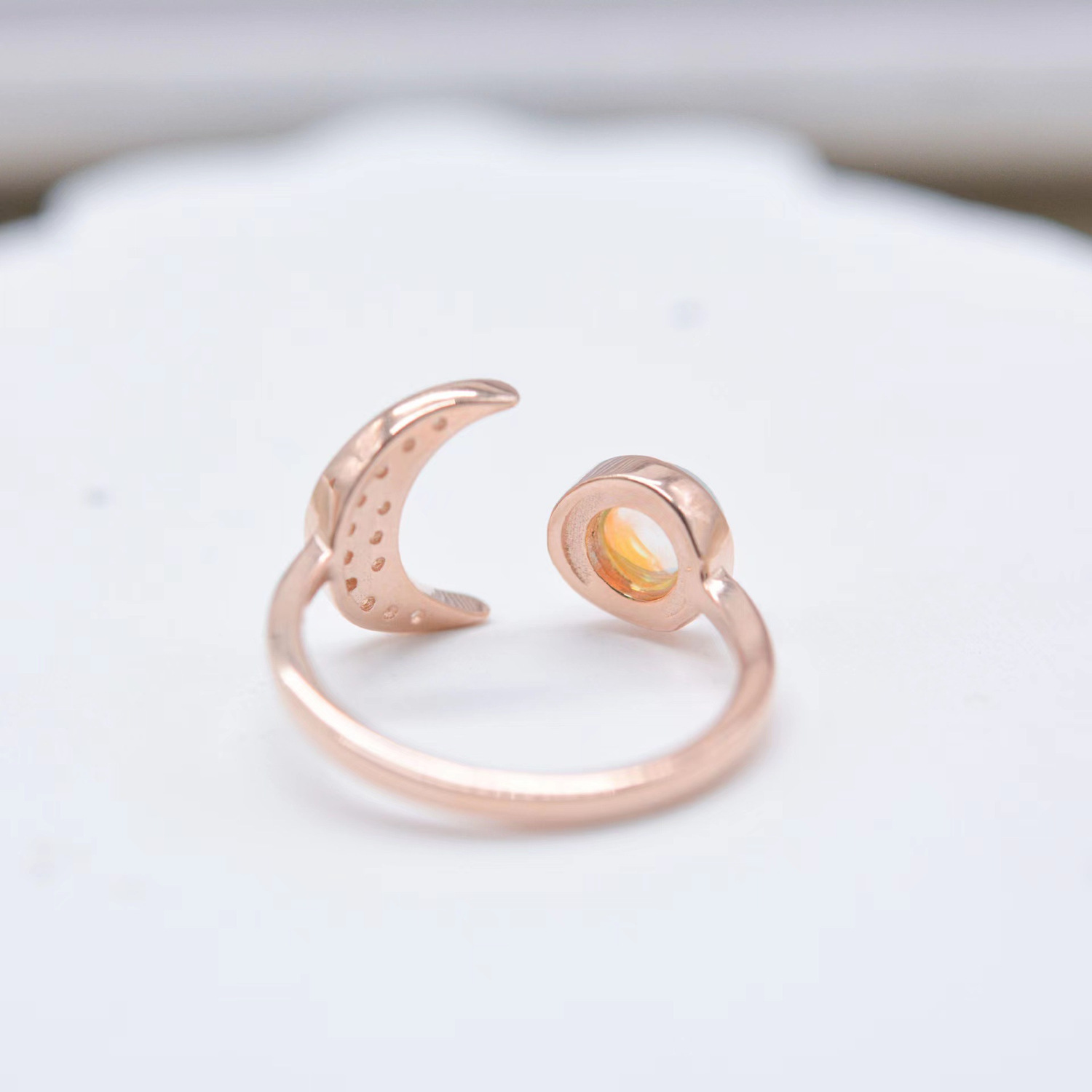 New Moonstone Moon And Star S925 Silver Open Ring Women Simple Luxury High-end Feel Gift For Girlfriend_voghion.com