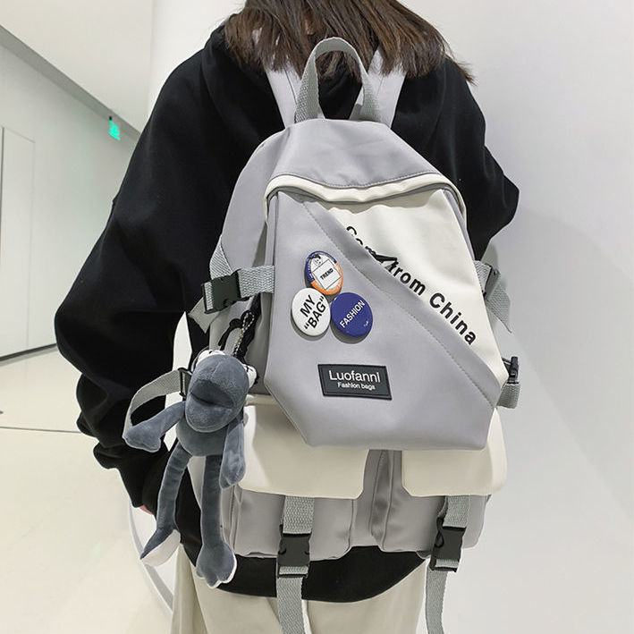 書包女大學生簡約ins超酷男生初高中學生撞色小學生大容量雙肩包