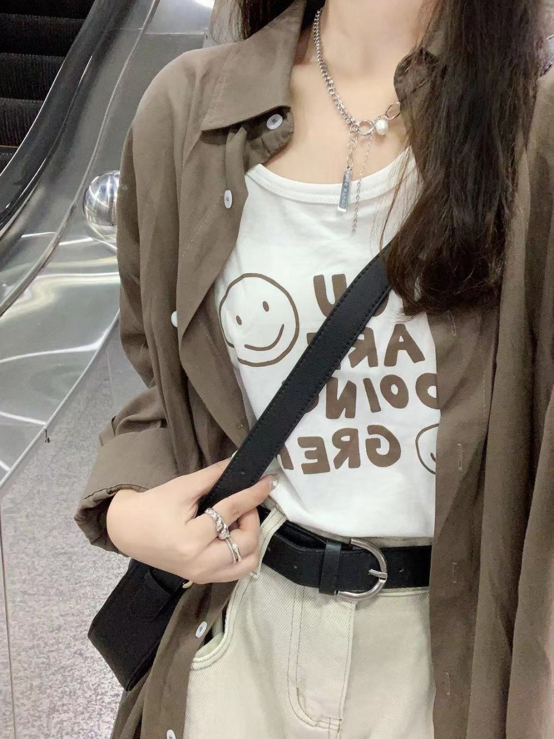 春夏新款咖色長袖襯衫女韓系氣質ins襯衣開衫寬鬆休閒防曬衣外穿