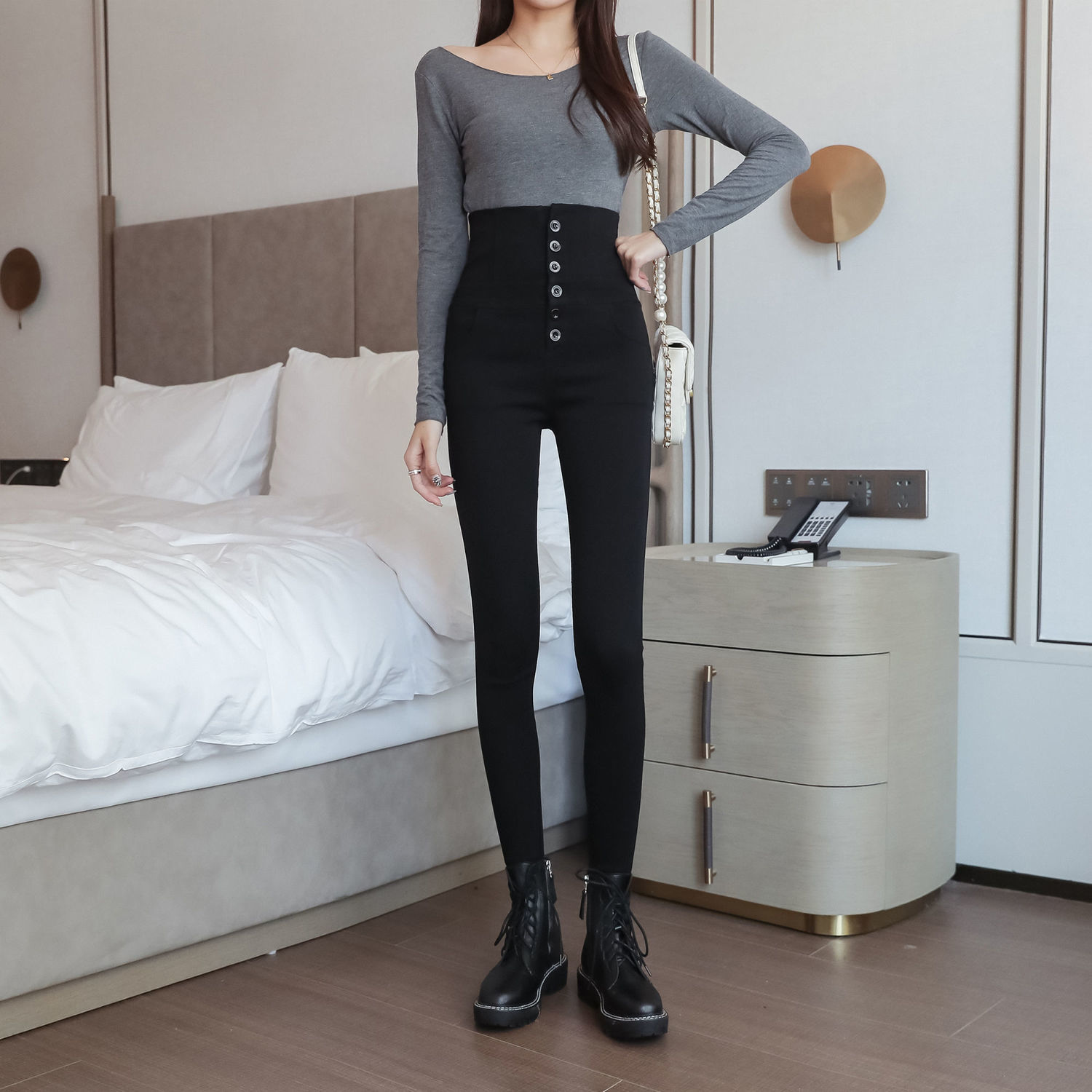 2023 Spring and Autumn Black Leggings Women Outerwear Thin Section High Waist Tight Feet Magic Pants Elastic Thin Pencil Pants
