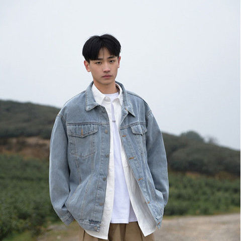 Denim jacket men's Korean style loose fashion washed old all-match top simple youth handsome jacket trendy