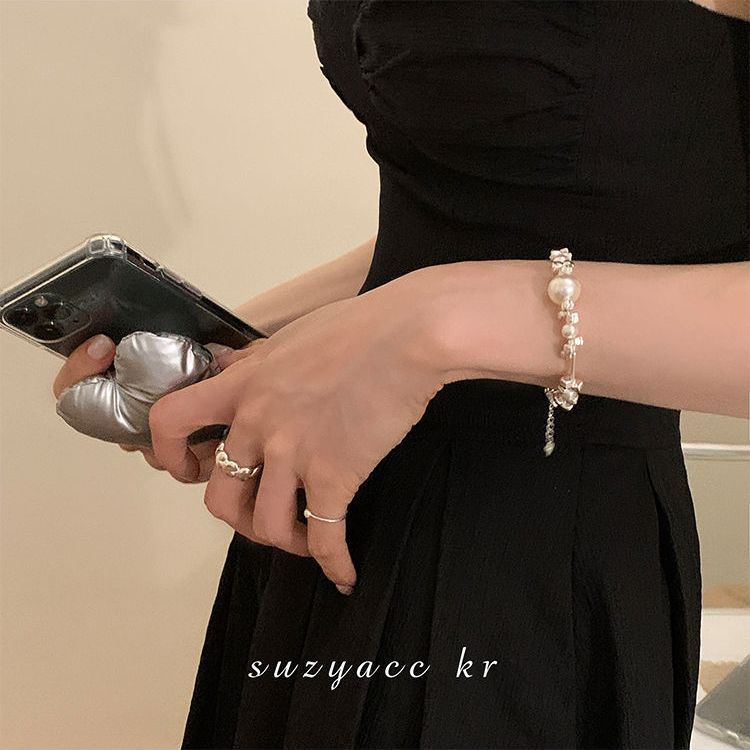 Minority Design Broken Silver Pearl Bracelet Girls 2022 New Ins Style Irregular Beaded Girlfriend Jewelry