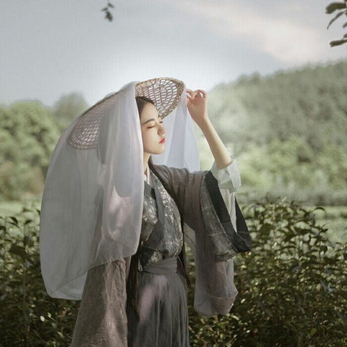 古风斗笠帽 汉服侠女男舞台影视道具cos谢怜日常防晒遮容面纱幕笠