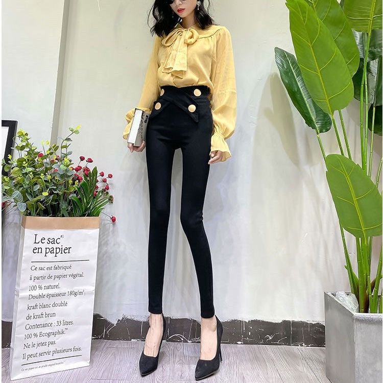 Large size leggings women's outerwear spring and summer slimming and abdomen elastic tight feet magic pants women's 2023 high waist