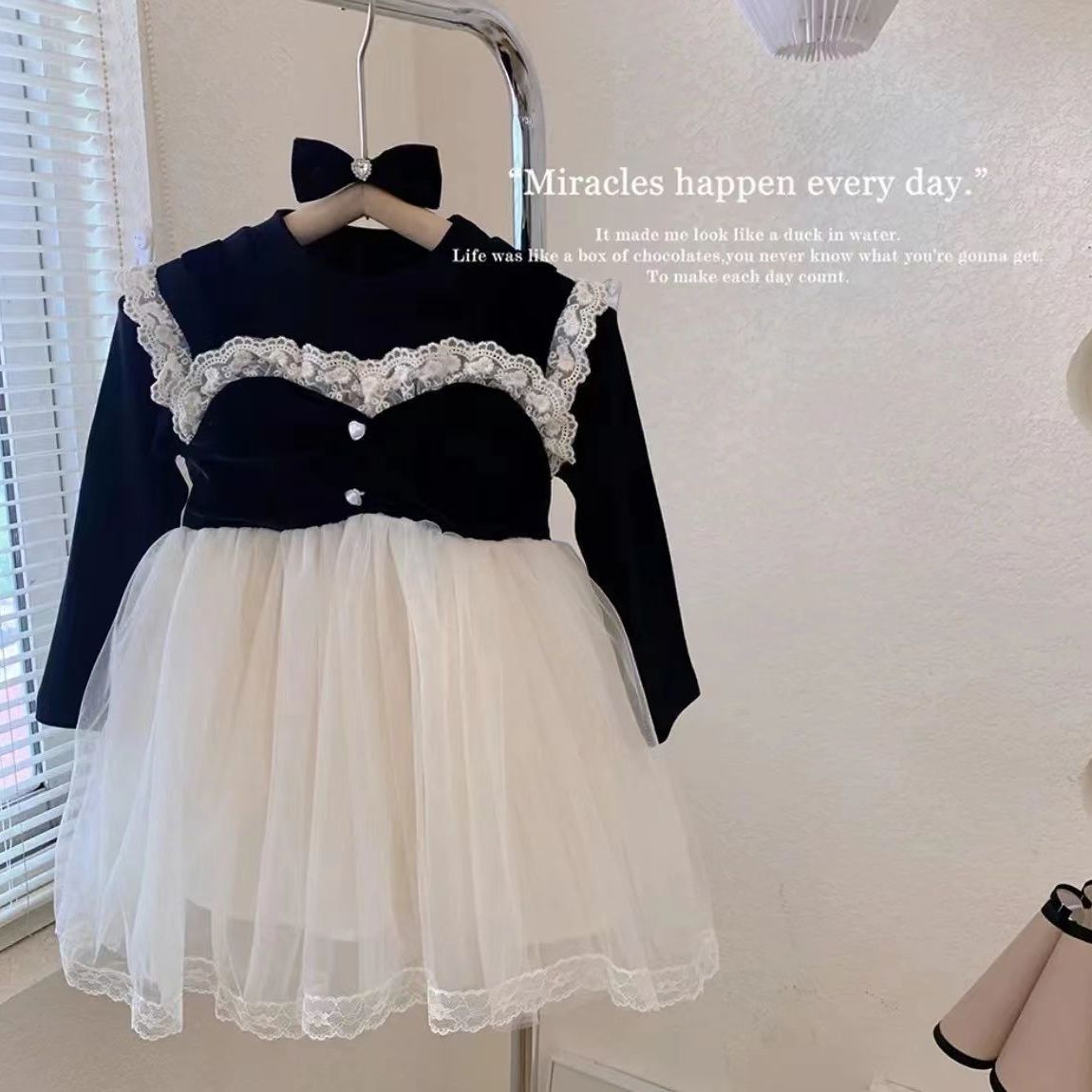 女童秋季連衣裙2023新款法式洋氣高級感生日禮服小孩女寶寶公主裙