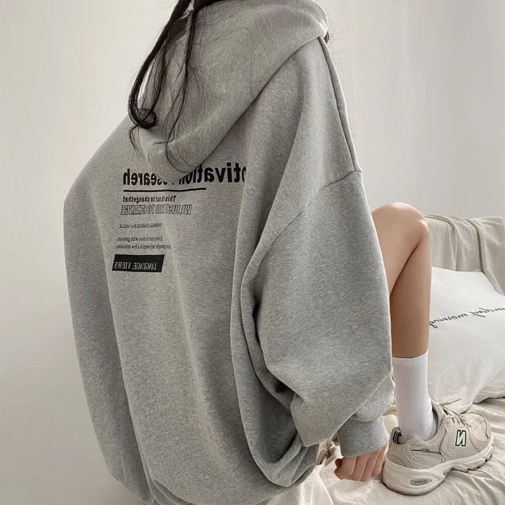 衛衣女連帽春秋冬款加絨厚款薄款春秋冬季寬鬆加厚衛衣中長款字母