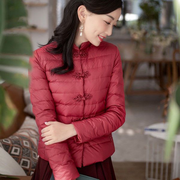 Cotton women's 2021 autumn and winter new women's Chinese style down padded jacket short retro Chinese style button cotton jacket jacket