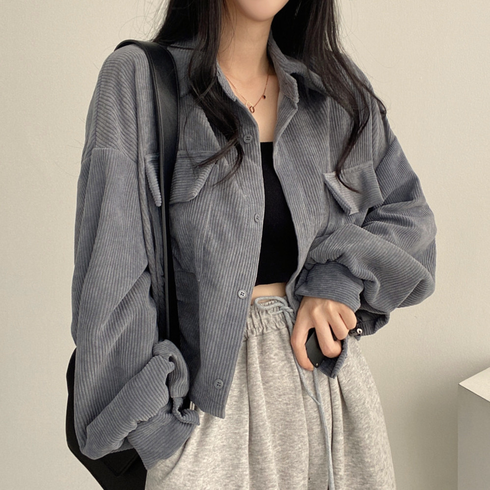 Autumn Japanese ins style thin outer wear jacket casual jacket outer shirt long-sleeved female student Korean version loose