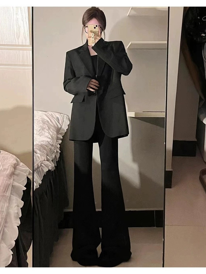 2023 spring and autumn new style simple casual design niche western style black small suit jacket women's suit