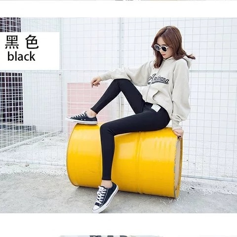 Korean new autumn and winter Plush high waist cotton bottomed pants