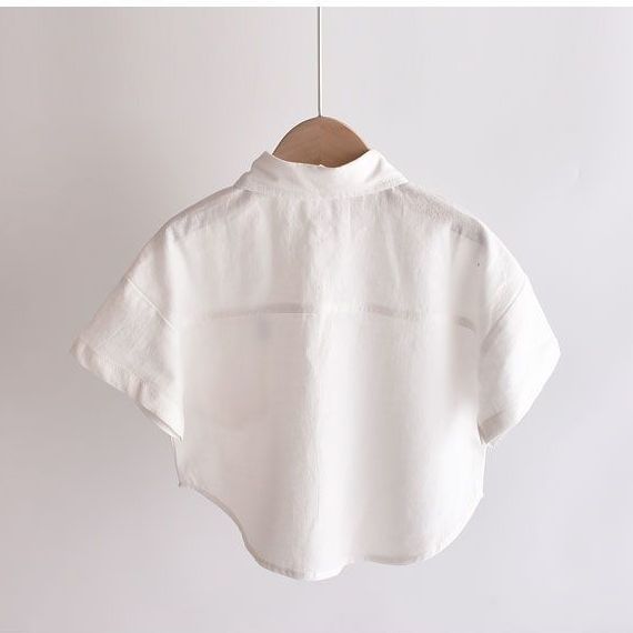 男童短袖衬衫夏装新款纯棉儿童白色衬衣宝宝上衣韩版洋气宽松薄款