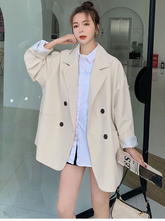 Brown suit jacket for women, spring and autumn new style, oversize, loose, versatile, slim, high-end, casual, large size suit