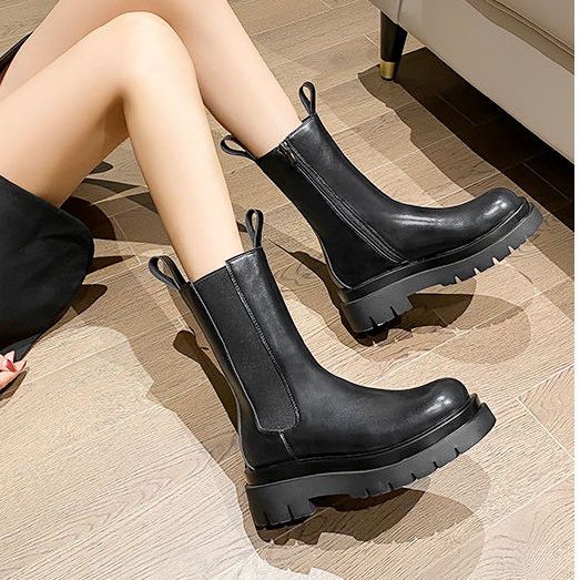 Mona side zipper Martin boots women  spring and autumn new elastic middle boots thick bottom Chelsea boots thin boots women
